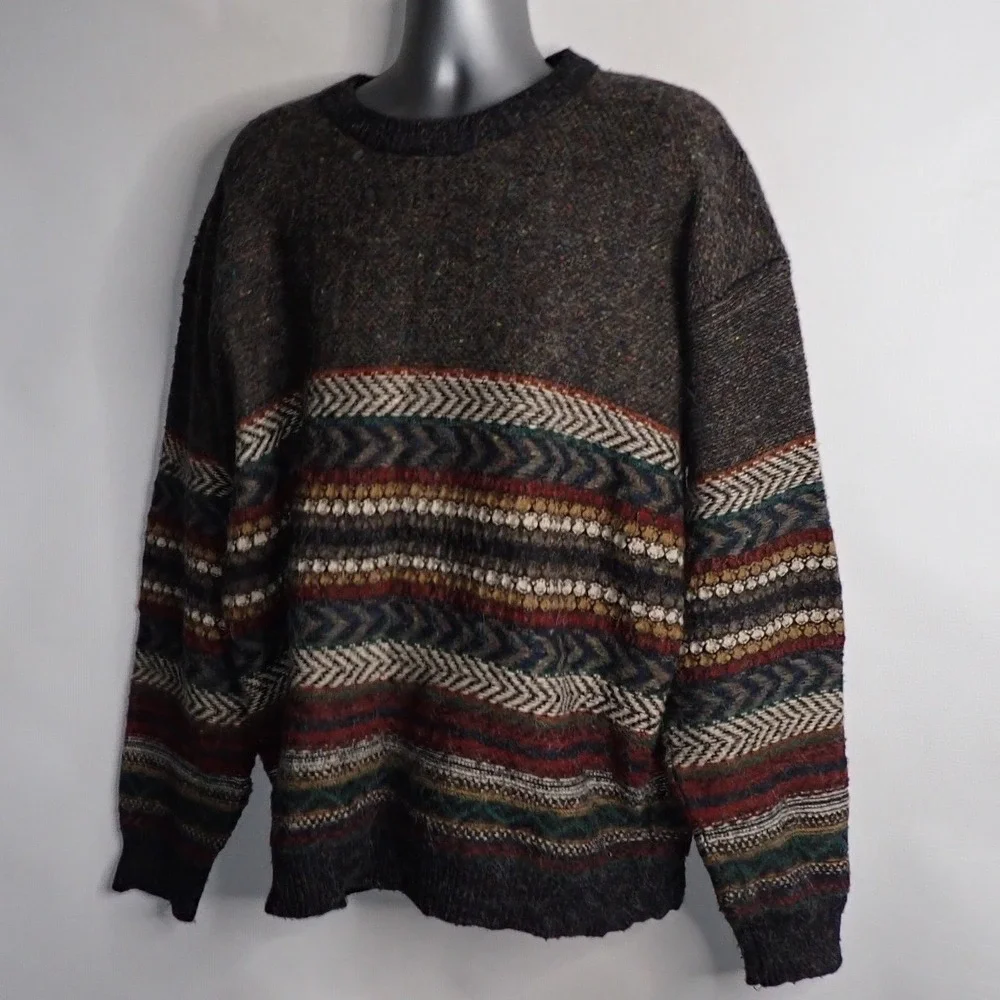 Himalaya Outfitters Mens Vintage Fair Isle Knit Wool Blend Sweater 2XLT